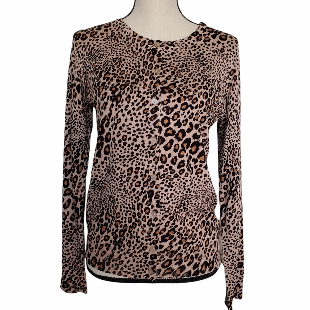 New Women's Leopard Print Button Up Cardigan Sizes Small and Med By Time and Tru